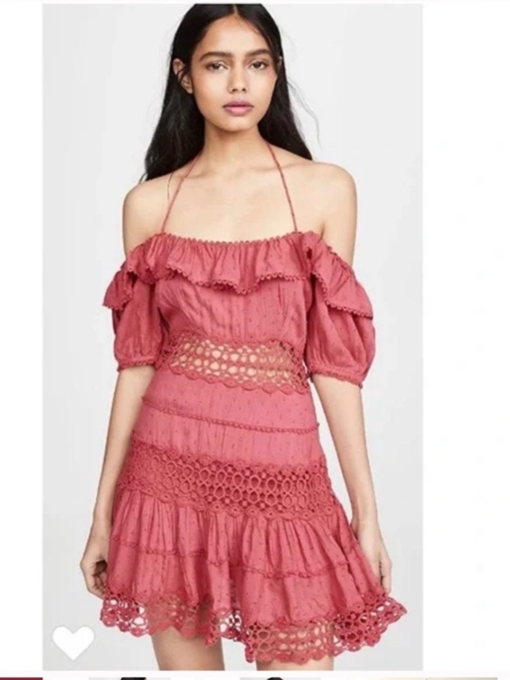 Free People size 8 Off-Shoulder Crochet Trim Dress in Dusty Rose